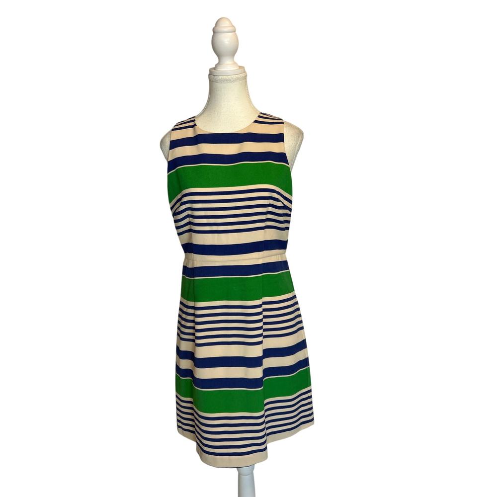 Esley | Blue/Green Striped Shift Dress | Medium